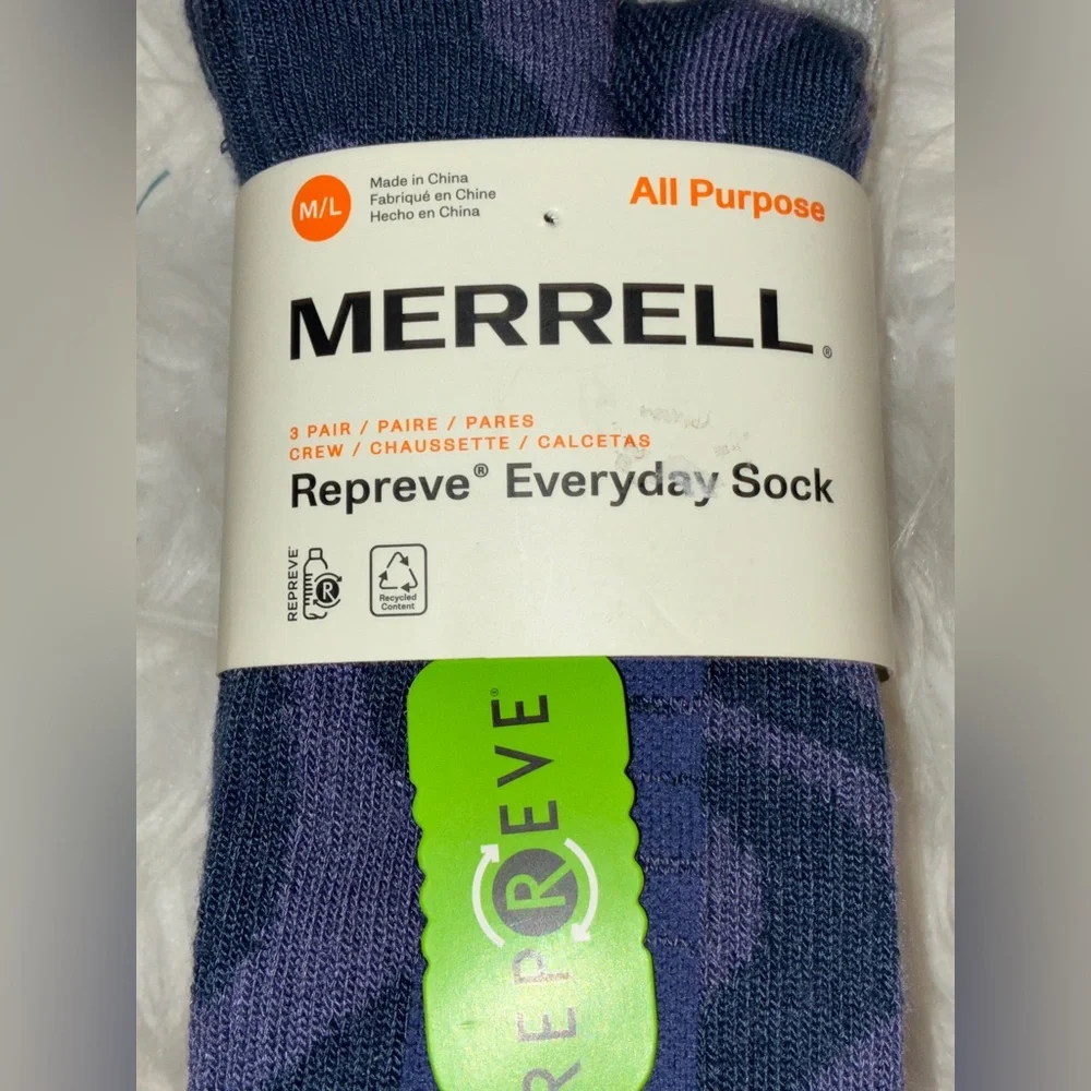 Merrell Repreve All Purpose Socks - Unisex 3 pack.